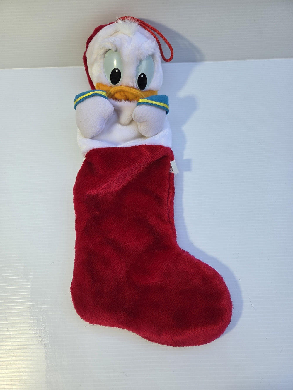 Vtg Donald Duck Plush Christmas Stocking - Red & White